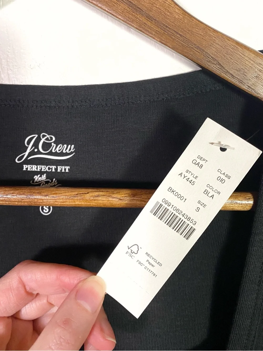 J. Crew Perfect Fit Elbow Sleeve Squareneck T-Shirt Black